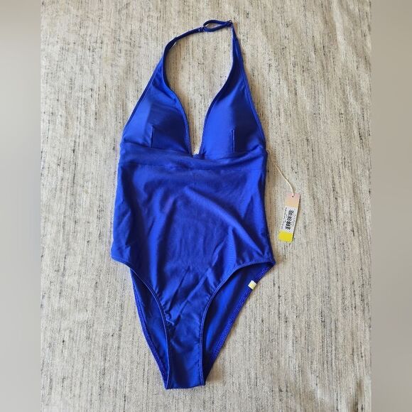 NWT Summersalt The Halter Plunge One Piece Swimsuit in Hydrangea Blue - Picture 6 of 8
